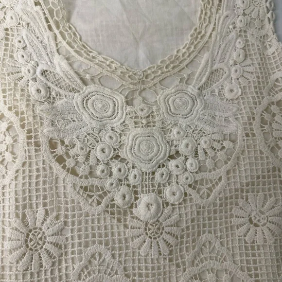Yoana Baraschi Crochet Off‎ White Cream Lined Sleeveless Dress sz 4 - Picture 4 of 12